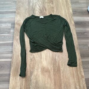 Dee Elly green wrap ribbed crop top